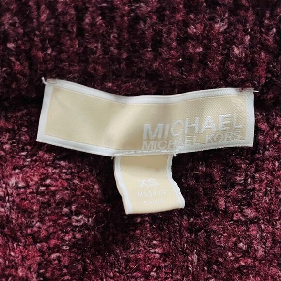 Michael Kors Open Front Cardigan Sweater Maroon Knit Cozy Fall Women’s XS - Picture 7 of 9